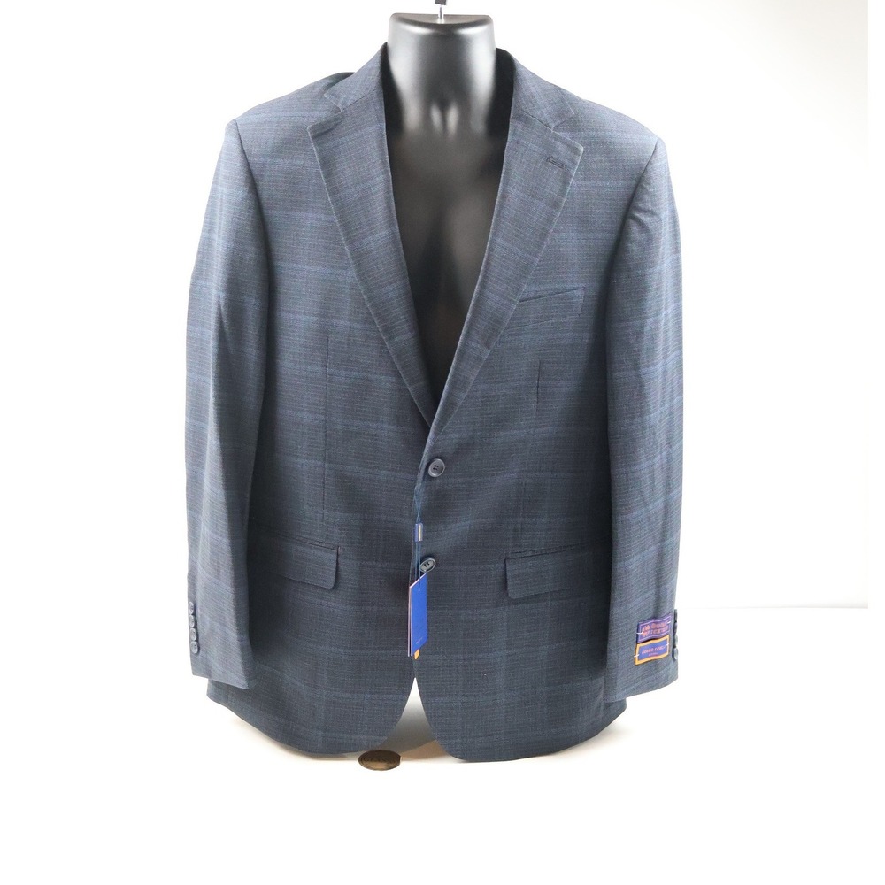 Giorgio Fiorelli Suit 2BT Vent Nopleat Blue Plaid 40R 34W NWT